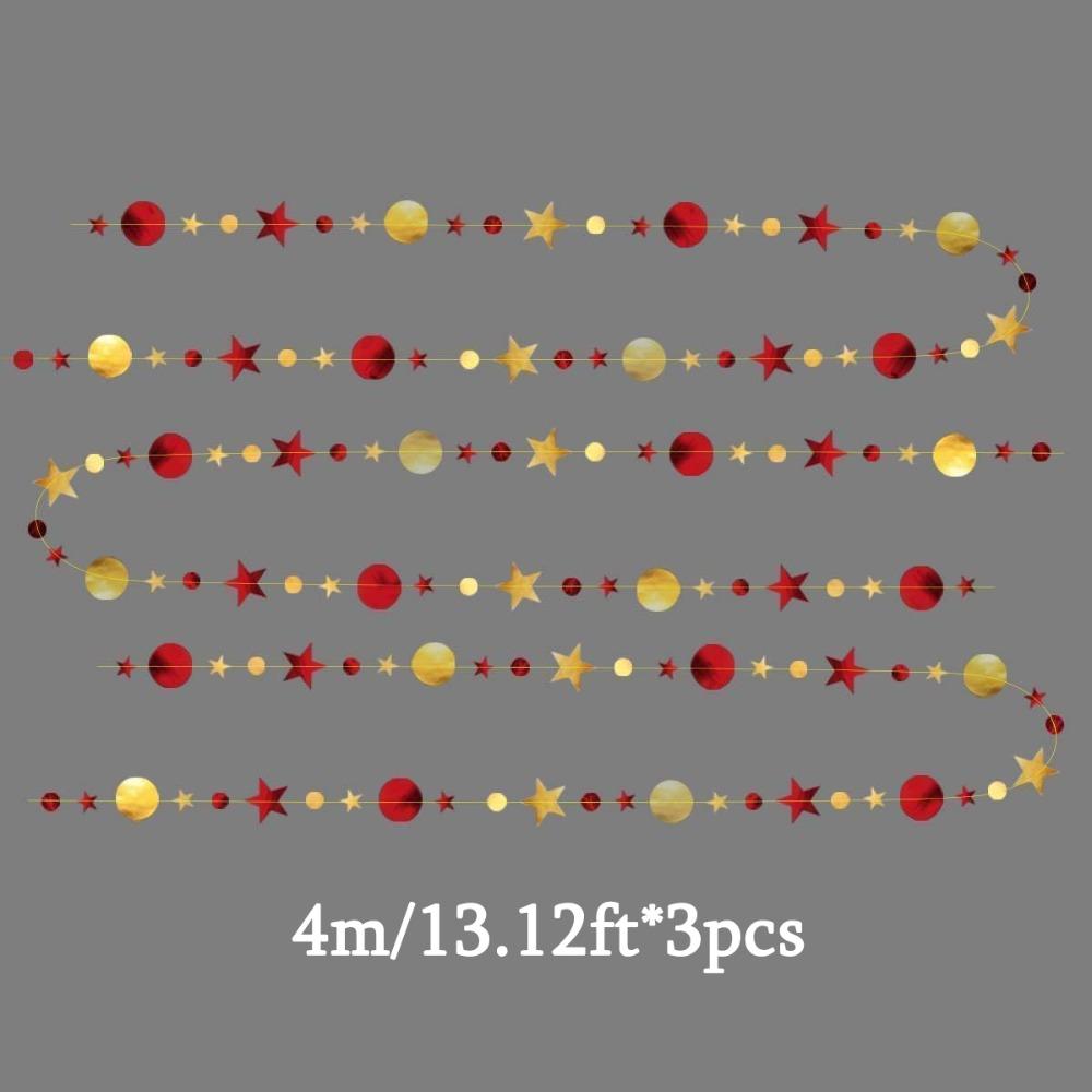 39.37ft Star Party Garlands Red and Golden Star Maroon Garland Valentine's Day Party Decorations Streamer Hanging Backdrop