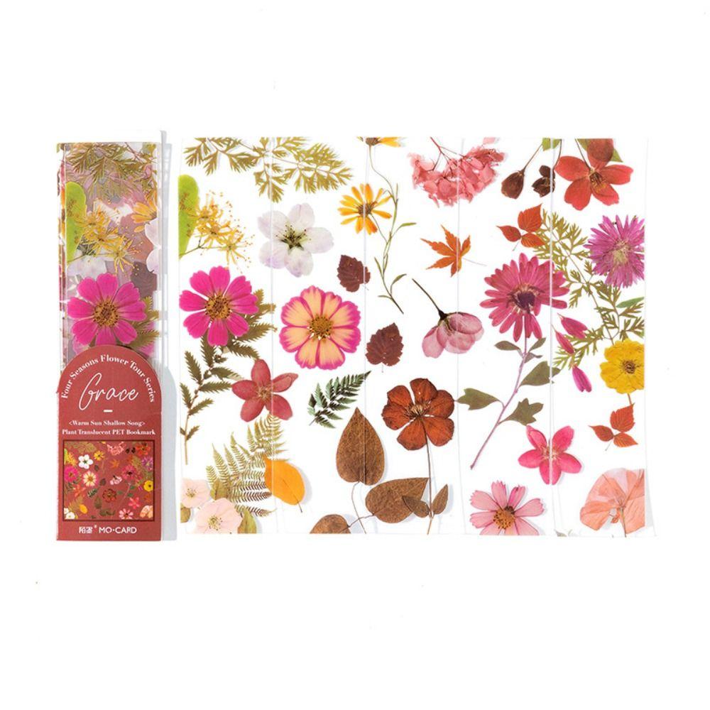 5pcs PVC Reading Book Mark Translucent Book Page Marker Gift Flower Travel Series Bookmark