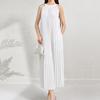 Women's Summer 2025 French Pleat Halter Neck Long Dress - Waist-Slimming High-End Vacation Style
