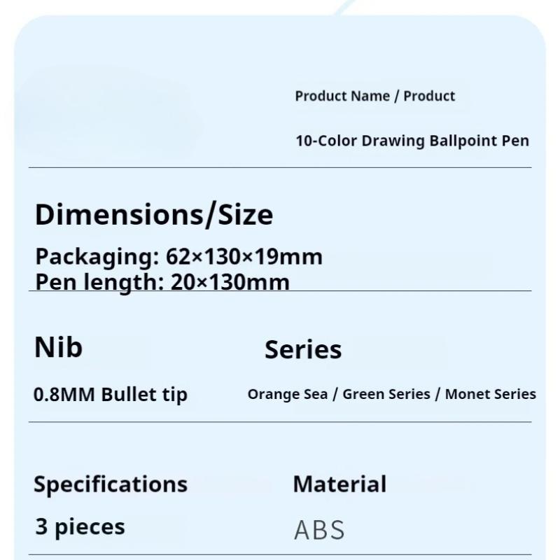 Multicolor Ballpoint Pen Set 0.8mm 10-in-1 Colored Pens Fine Point Retractable Ballpoint Pens for Office School