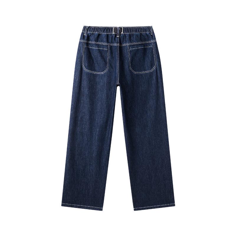 NVG·YOUNG Men's Spring Blue Washed Loose Straight-Fit Denim Jeans
