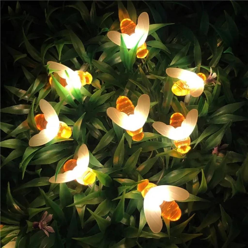 New 50 Honey Bee Solar String Lights Perfect Summer Decoration Outdoor and Garden Fence with 5M/10M Power Options