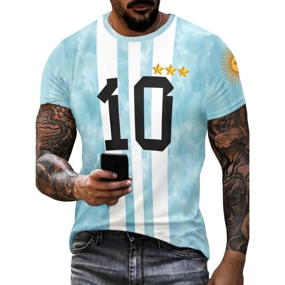 Argentina Flag 3D Print T-shirt 2026 Football Fan Breathable Sports Jersey Training Parent-child Family Soccer Watch Party Tops