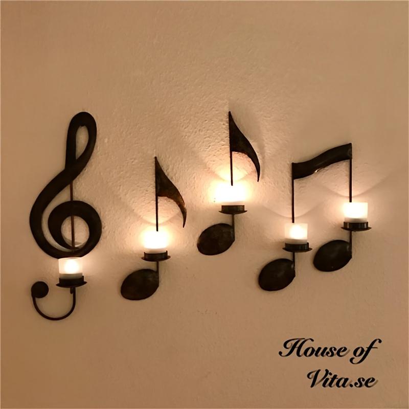 Wall Candle Holder Durable European Home Candlestick Note Modeling Creative Office Music Note Candle Holder Home Decoration