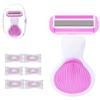 New Release Movable Razor with 3x Aloe Lubrication 6 Replacement Blades Included Mini Travel Fully Easy Disassembly and Glossy Skin Safe Hair Suitable