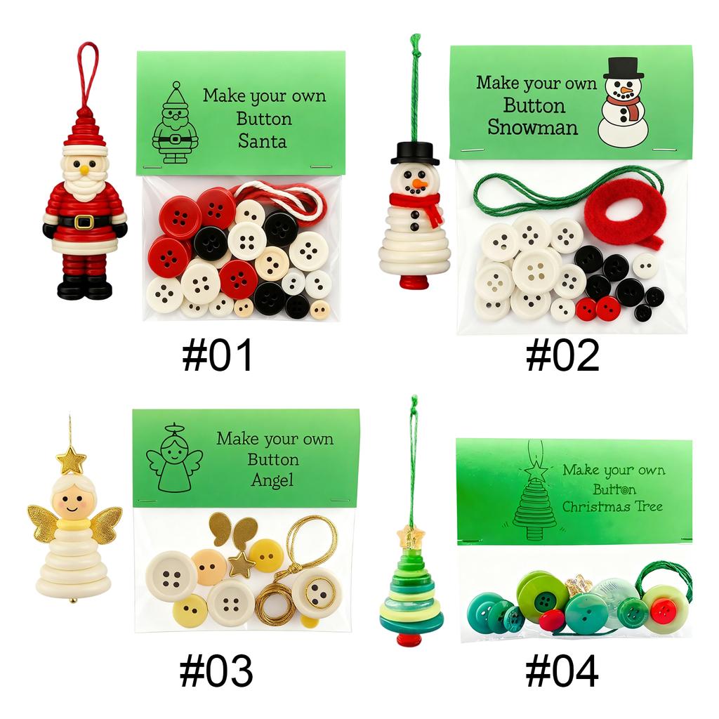 Fun Xmas Button Ornament Making Set DIY Craft Button Making Set DIY Button Xmas Ornament Kit for Holiday Teens Adults