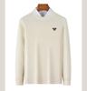 [Heavy duty thickened long staple cotton] Classic casual round neck men's sweater solid color autumn and winter warm pure cotton knit sweater
