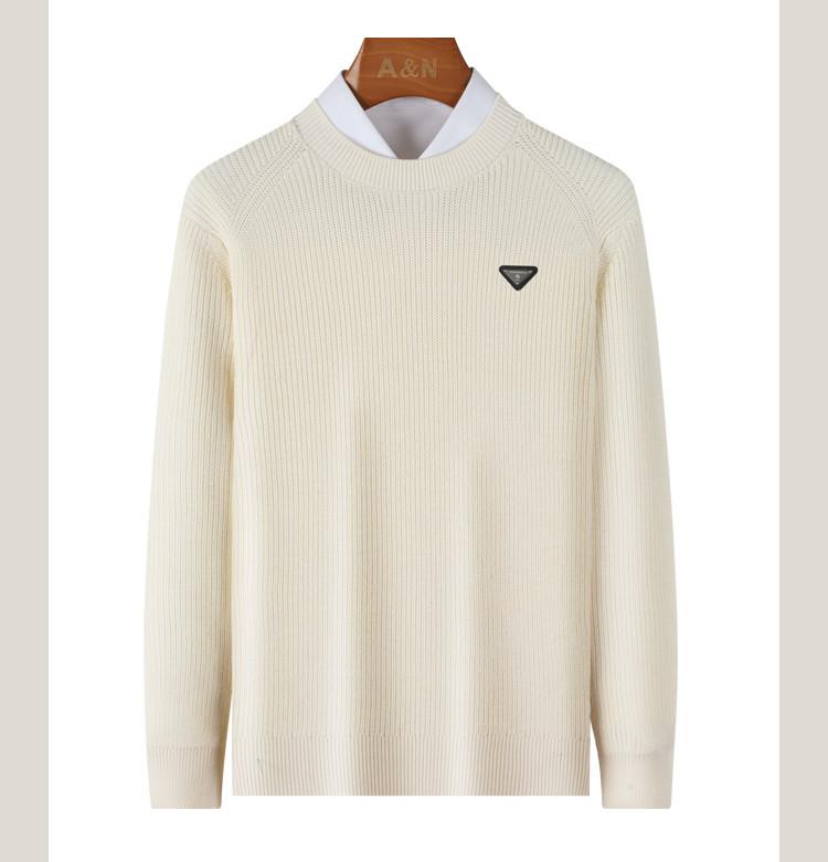 [Heavy duty thickened long staple cotton] Classic casual round neck men's sweater solid color autumn and winter warm pure cotton knit sweater