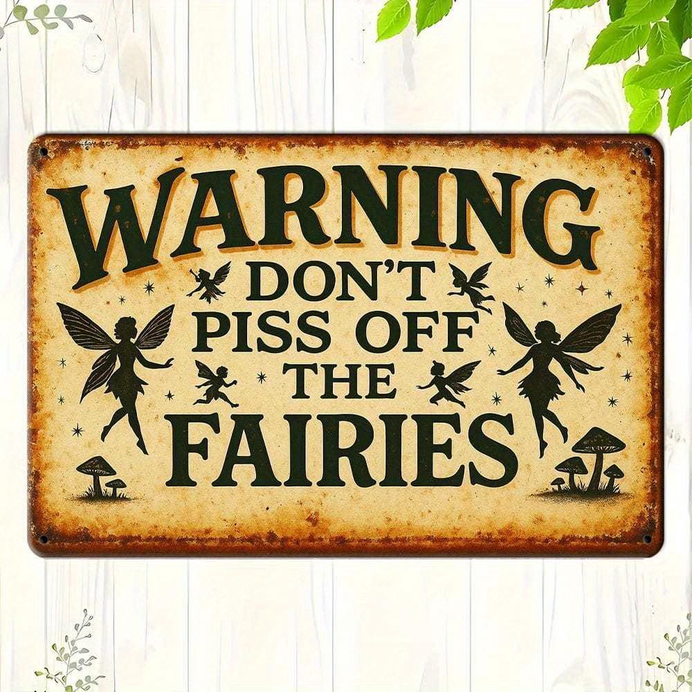 

Vintage Fairy Warning metal sign, 8x12 inch. чистый