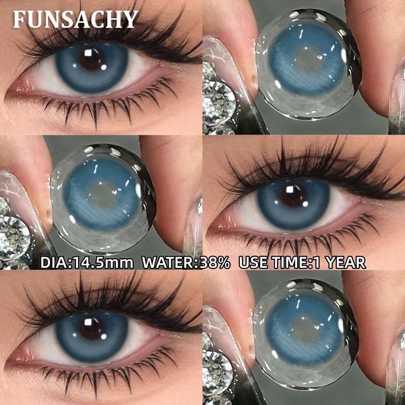 FUNSACHY 1pair New Natural Contact Lenses Black Contacts Gray Lenses Color Brown Contact Lens Yearly Beautiful Pupils for Women