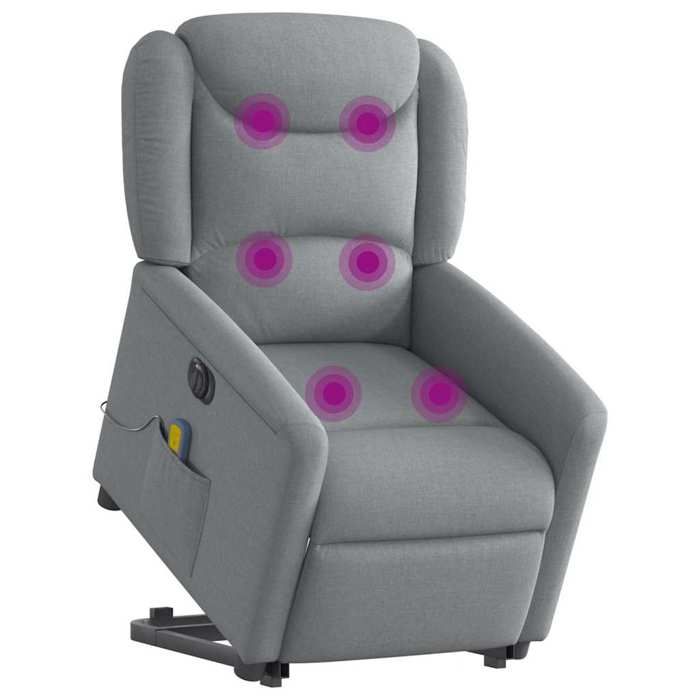 VidaXL Electric Massage Recliner Light Grey Fabric 3303224