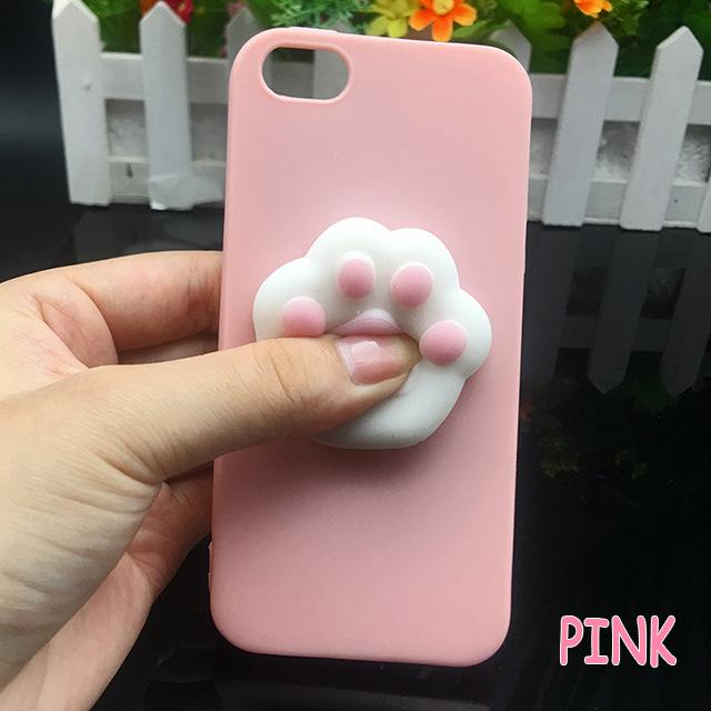 Zachte Leuke 3D Cartoon Kat Stressverlichter Siliconen TPU Cover Case voor 6/6S/7/Plus Telefoonhoesjes