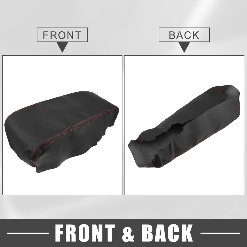 ABSOPRO Car Center Console Pad, Waterproof Armrest Seat Box Cover Protector for Dodge Charger 2008-2010, Black with Red Stitching