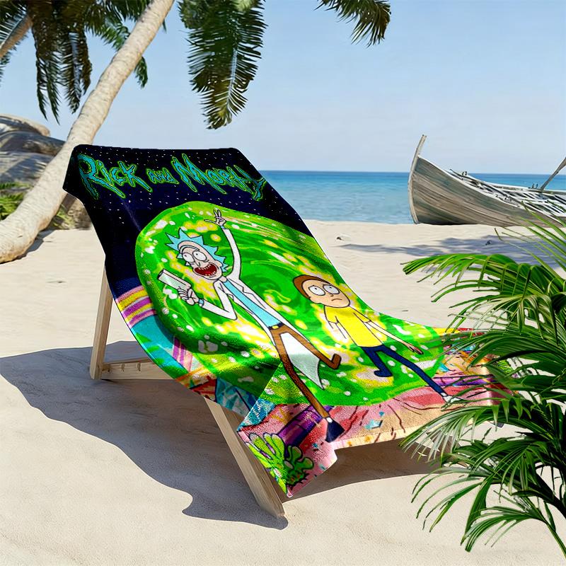 Morty Rick Print Beach Towel, Large Soft Quick Dry Towel for Beach Camping Swimming
