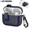 KEYSION with Carabiner Lock Phone Stand Protective Earphone Case for AirPods Pro 3 Pro 2 Soft TPU+PC Shockproof Cover for AirPods 4 3 2 1
