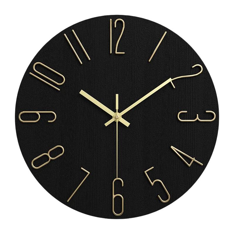 12 Inch Minimalist Decoration Wall Clock Living Room New Light Luxury Modern Simple Nordic Clock Hanging Wall Ins Hole Free