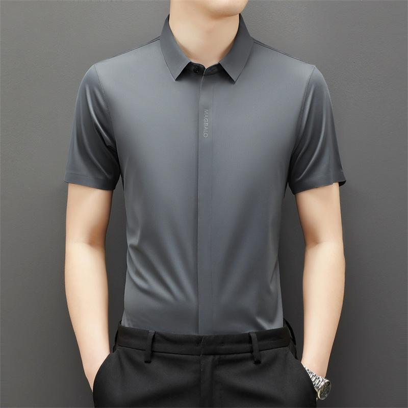Summer Clothing Summer Casual Men's Short-sleeved Ice Silk Shirt for Young and Middle-aged People Casual Stylish Slim Shirt