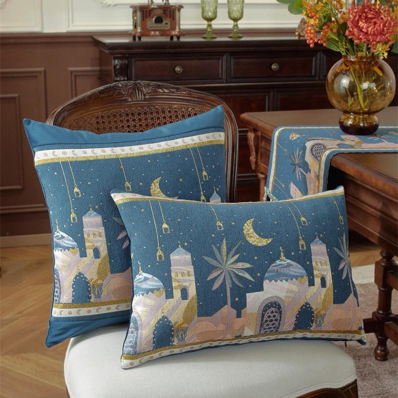 Woven Jacquard Star Moon Castle Camel Cushion Cover Living Room Sofa Decorative Pillowcase