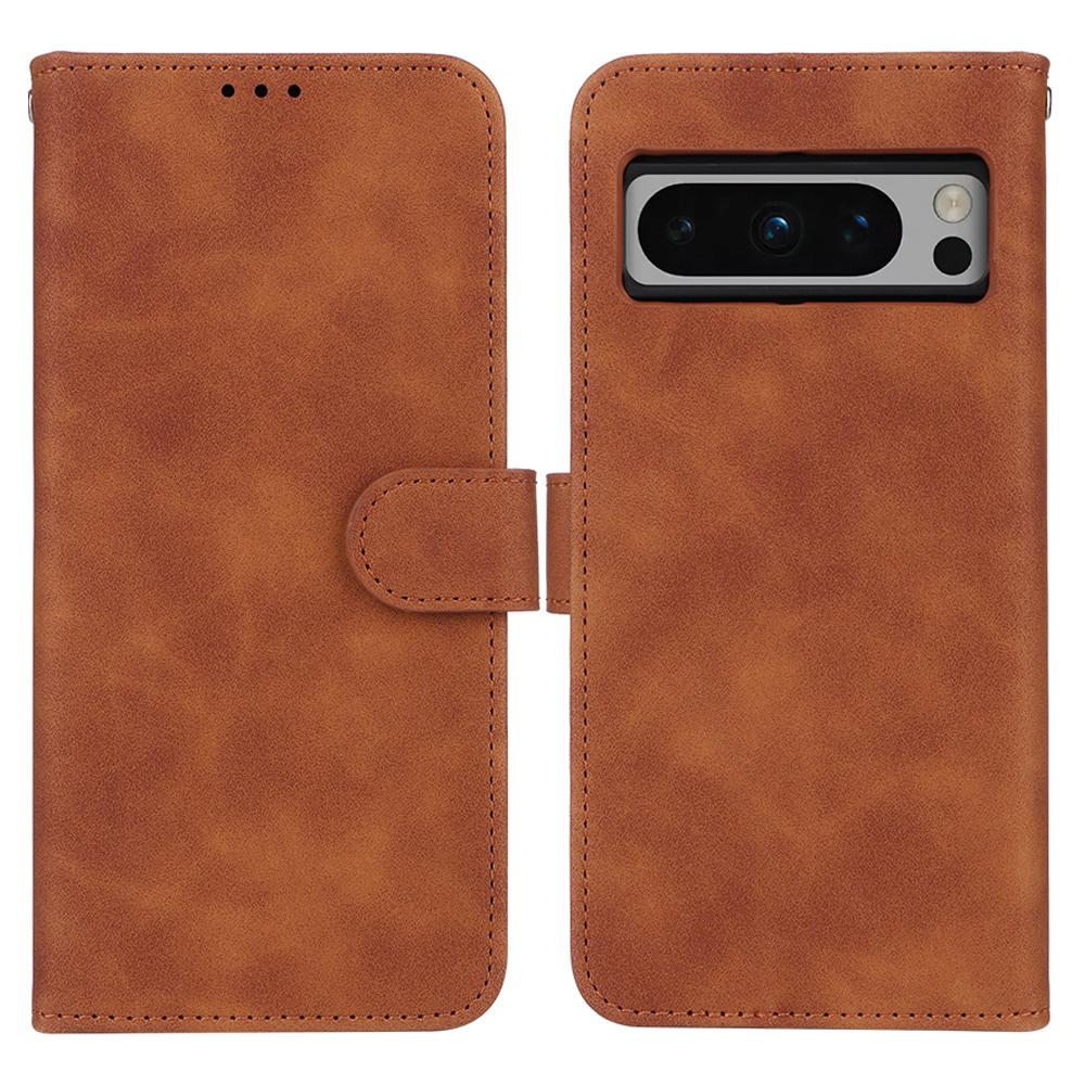 

For Google Pixel 8 Pro PU Leather Phone Case Skin-touch Flip Wallet Stand Cover Brown