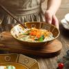 Retro Japanese Style Ceramic Plates Exquisite Relief Soup Bowls Delicious Dishes Dining Plate High End Household Tableware