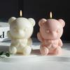 Smiling Bow Bear Silicone Candle Mold 3D Cute Animal Soap Crafts Gypsum Resin Mold DIY Ice Chocolate Cake Baking Tool