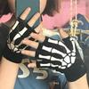 5-11 Years Unisex Halloween Skull Baby Gloves Punk Skeleton Half Finger Glove Cosplay Non-slip Wrist Children Stretch Mittens
