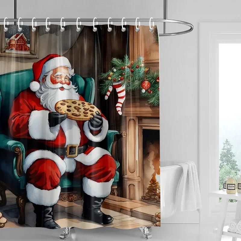 Dekoracja domu zasłony prysznicowe do łazienki wodoodporna tkanina zasłonowa Nowoczesny styl skandynawski Salon Wesołych Świąt zima