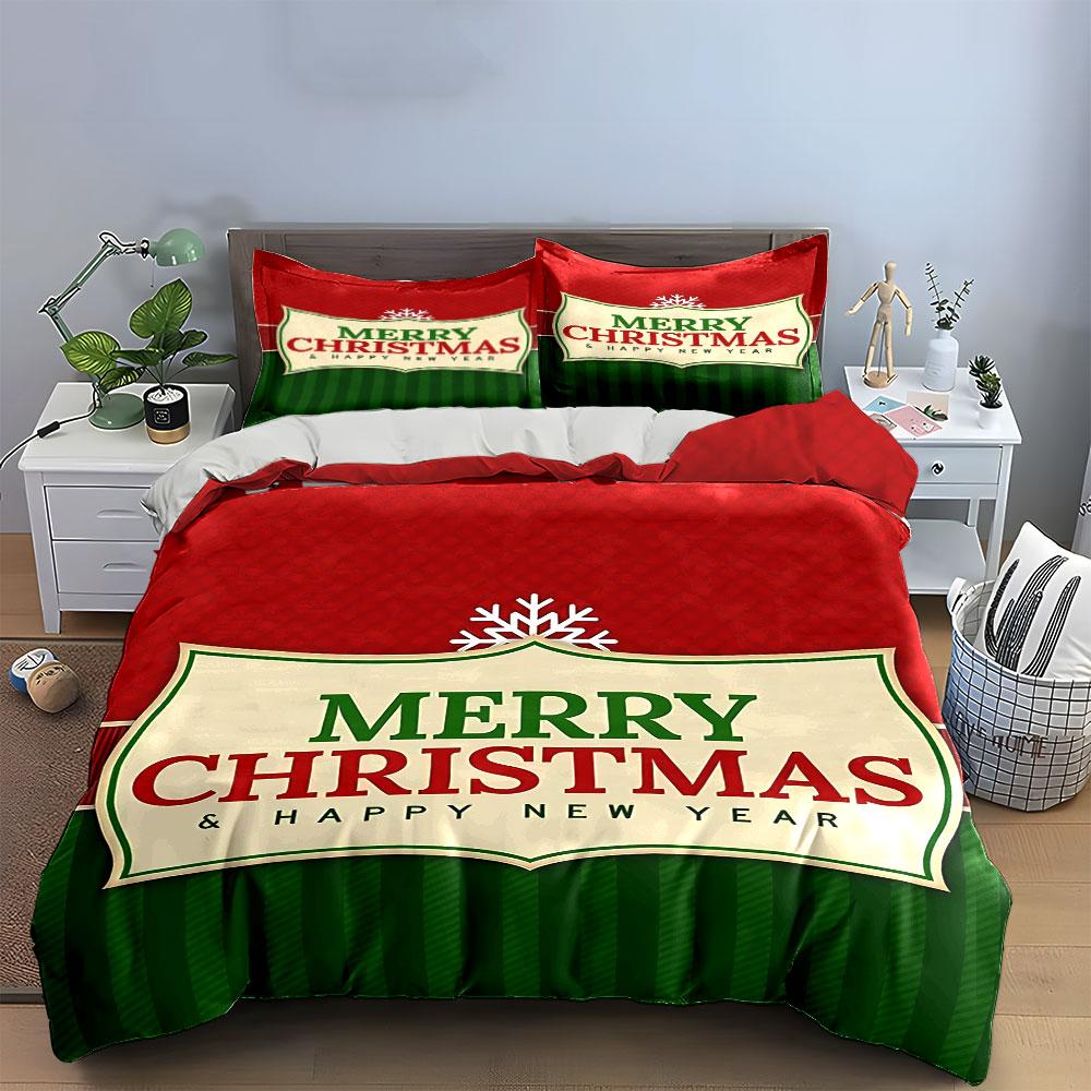 Merry Christmas Bedding Set Bedding Duvet Cover Set Duvet Cover Pillowcases (1 * Duvet Cover 2 * Pillowcases, without duvet insert)
