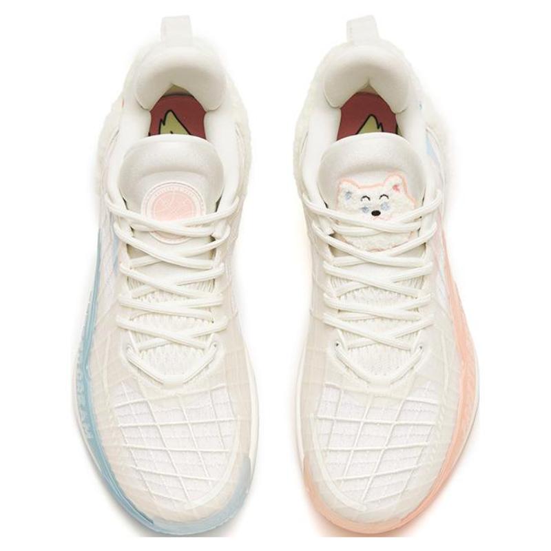 Anta Light Horseman 3 Samoyed Cushioning Anti-Slip And Wear-Resistant Low-Top Performance Basketball Shoes White Pink Sneakers 112241108-3