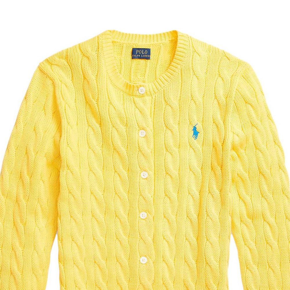 Polo Ralph Lauren Ss23 Solid Logo Embroidered Single-Breasted Crew Neck Long Sleeve Sweater Women sweater Yellow 211839418-009