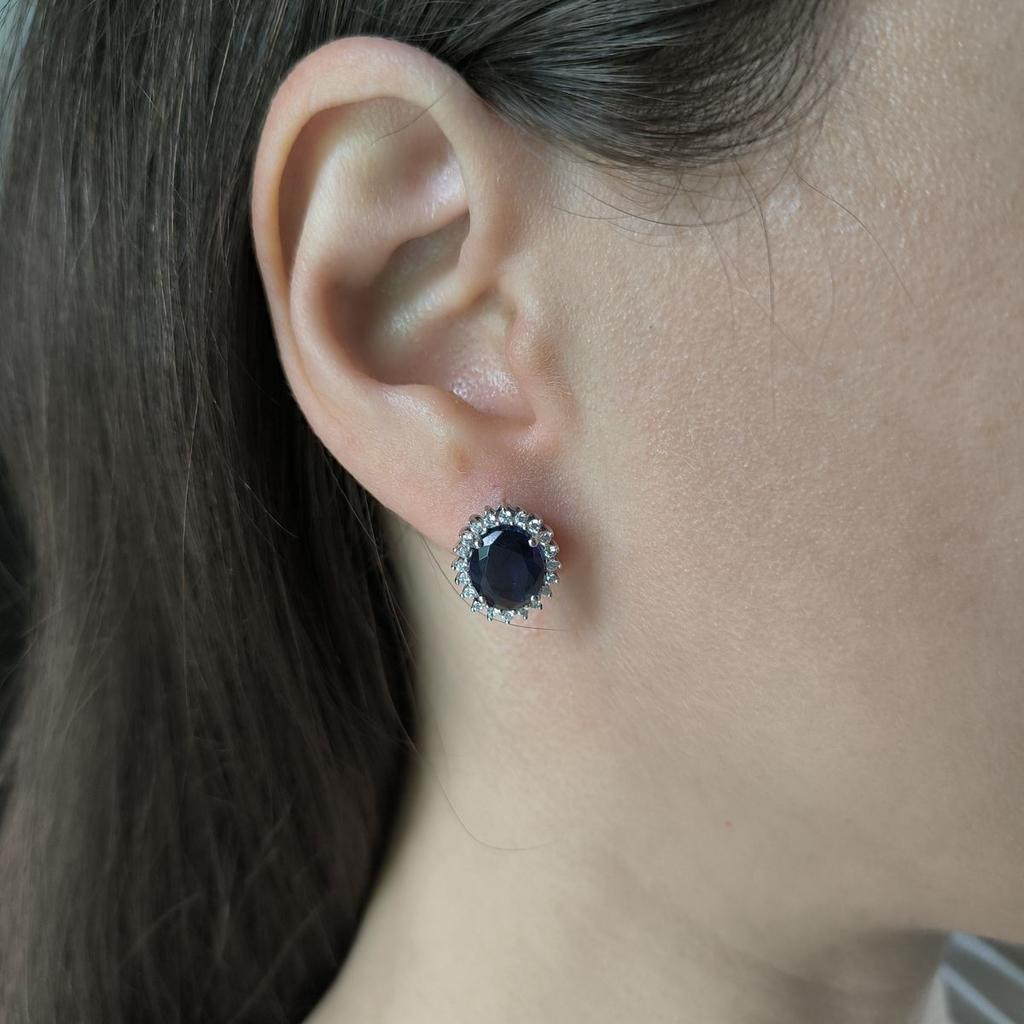 Silver Earrings with Nano Sapphire (2189145)