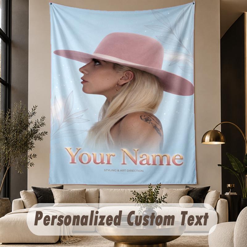 Custom Text Printed Tapestry Lady Gaga Pattern Large Wall Hanging Indoor Room Decor