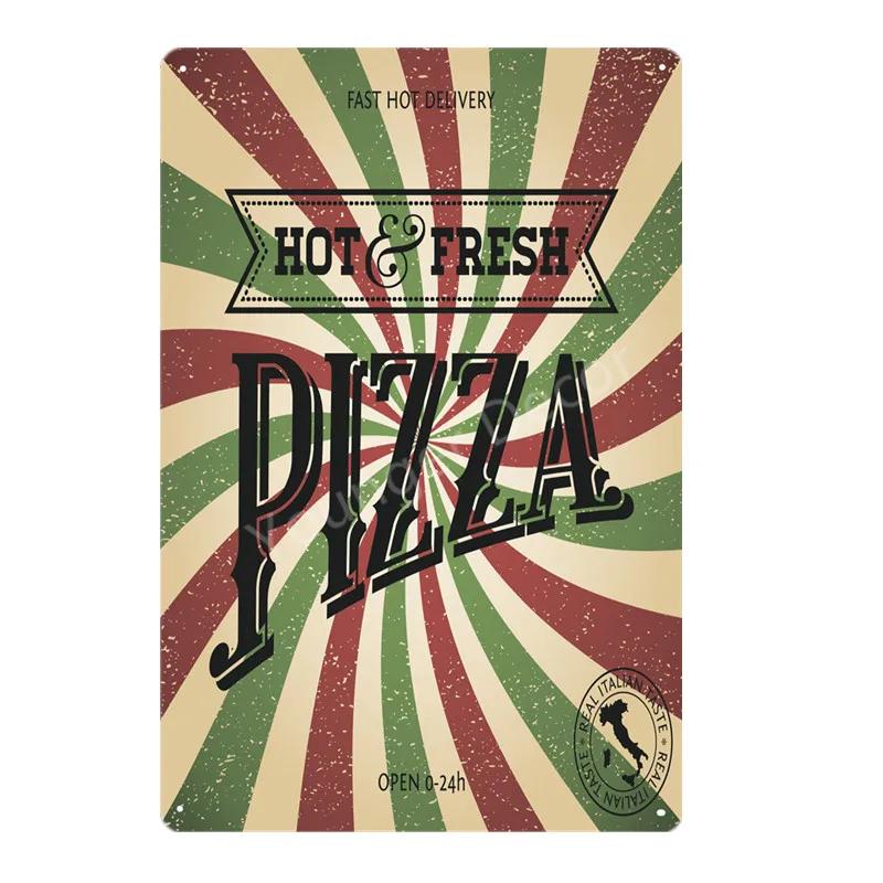 Italian Good Food Pizza Pies Metal Signs Wall Decoration Vintage Metal Poster Home Kitchen Decor Painting Plaques YJ145