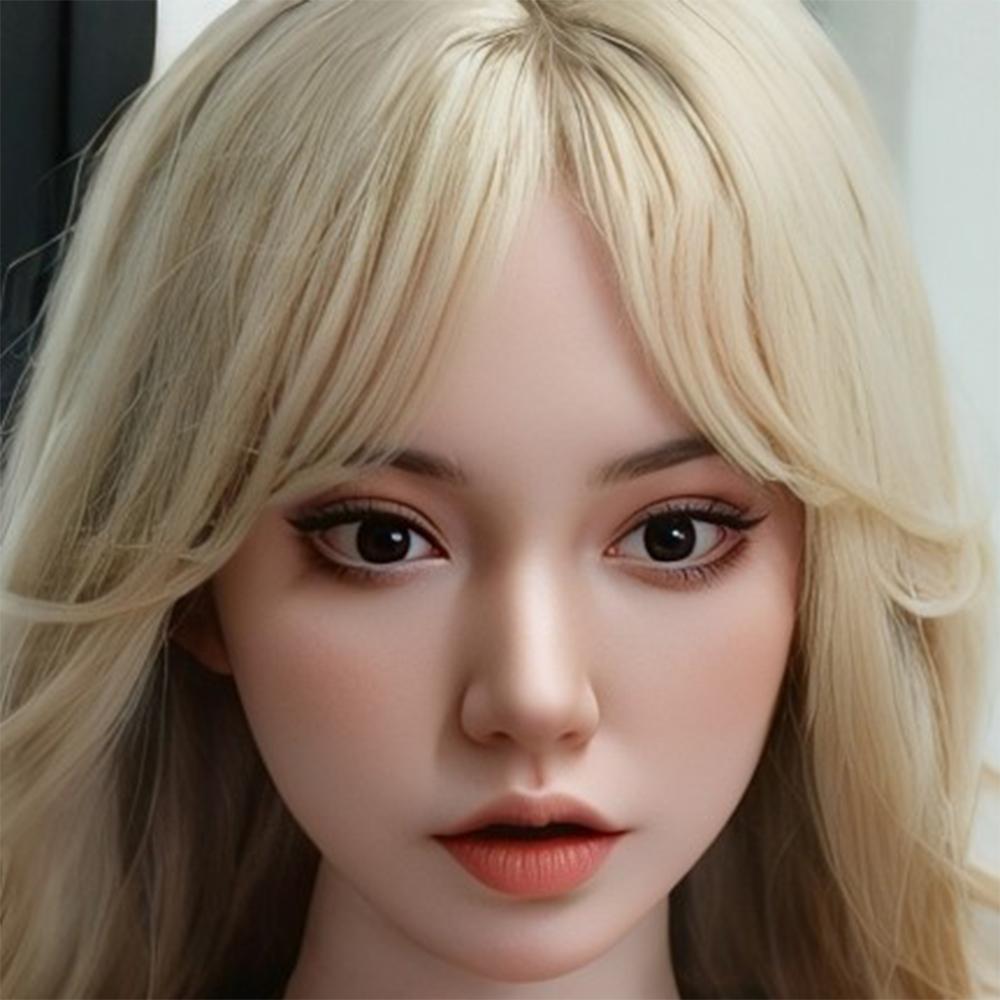 Hode med realistisk oral funksjon 100% silikon Kompatibelt med 130-180cm sexdukker M16 gjengegrensesnitt Parykk & Implant hårvalg 3kg