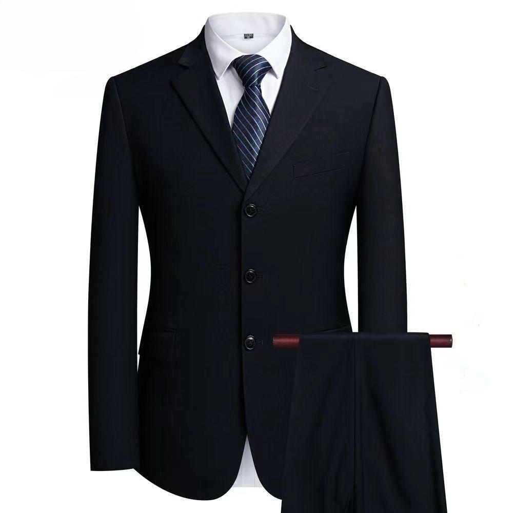 

Мужские повседневные пиджаки костюмы базовый стиль однотонные костюмы из 2 предметов мужской деловой пиджак на трех пуговицах брюки XS темно-синий