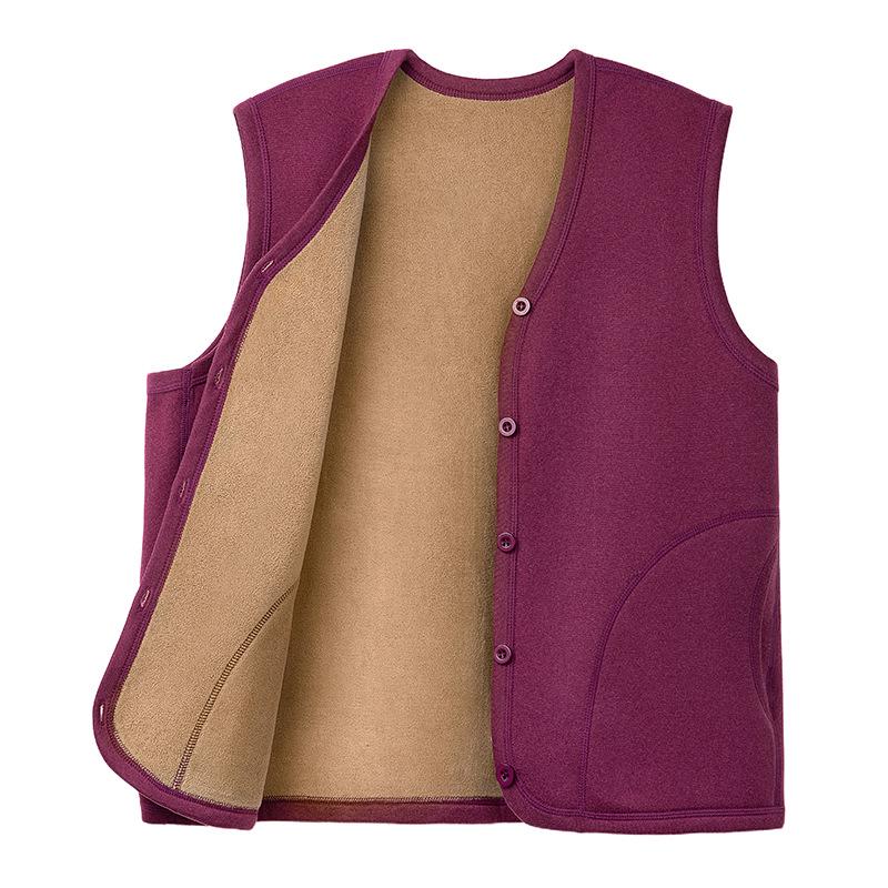 Warm Autumn/Winter Vest for Middle-aged and Elderly - Velvet-Lined Cardigan for Cold Protection