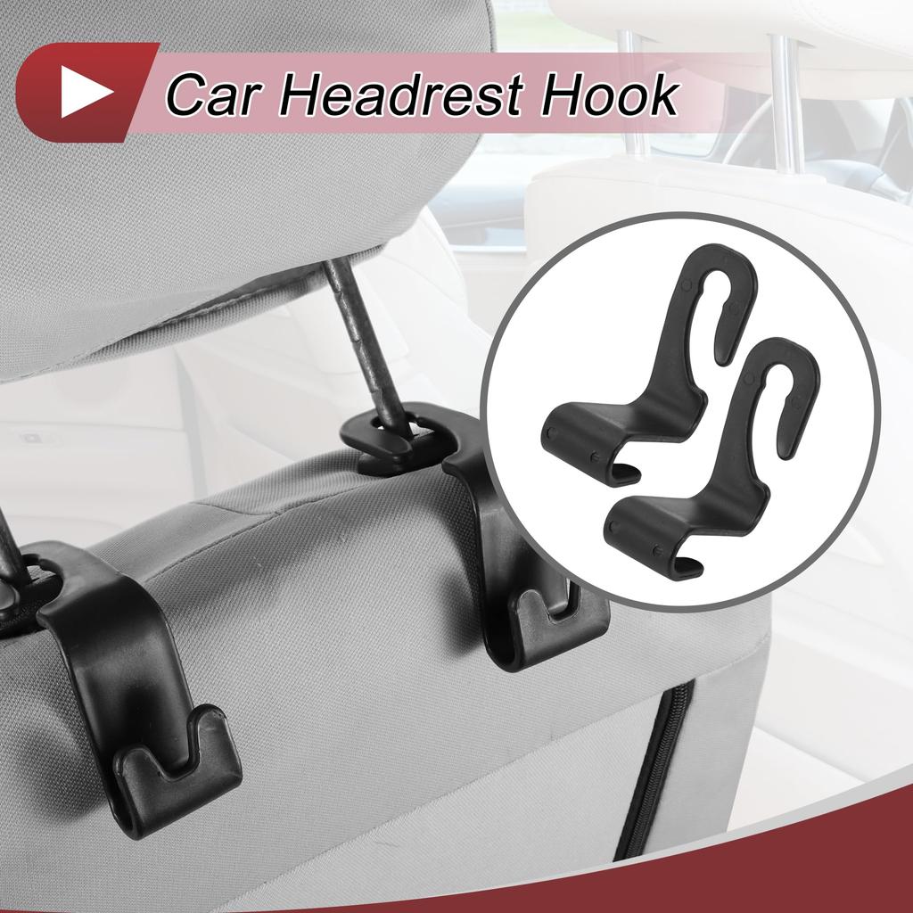 HEROFFIX Handbag and Grocery Bag Hooks of for Wallets and Sturdy Car Seat Headrest Black (Set 2) Bags, Hooks, PP, 9.8x3.4cm