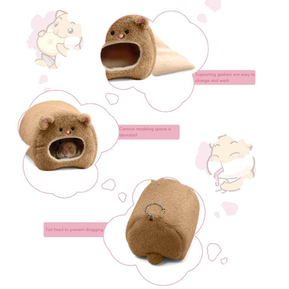 Cute Bear Hamster Cotton Warm Bed Brown