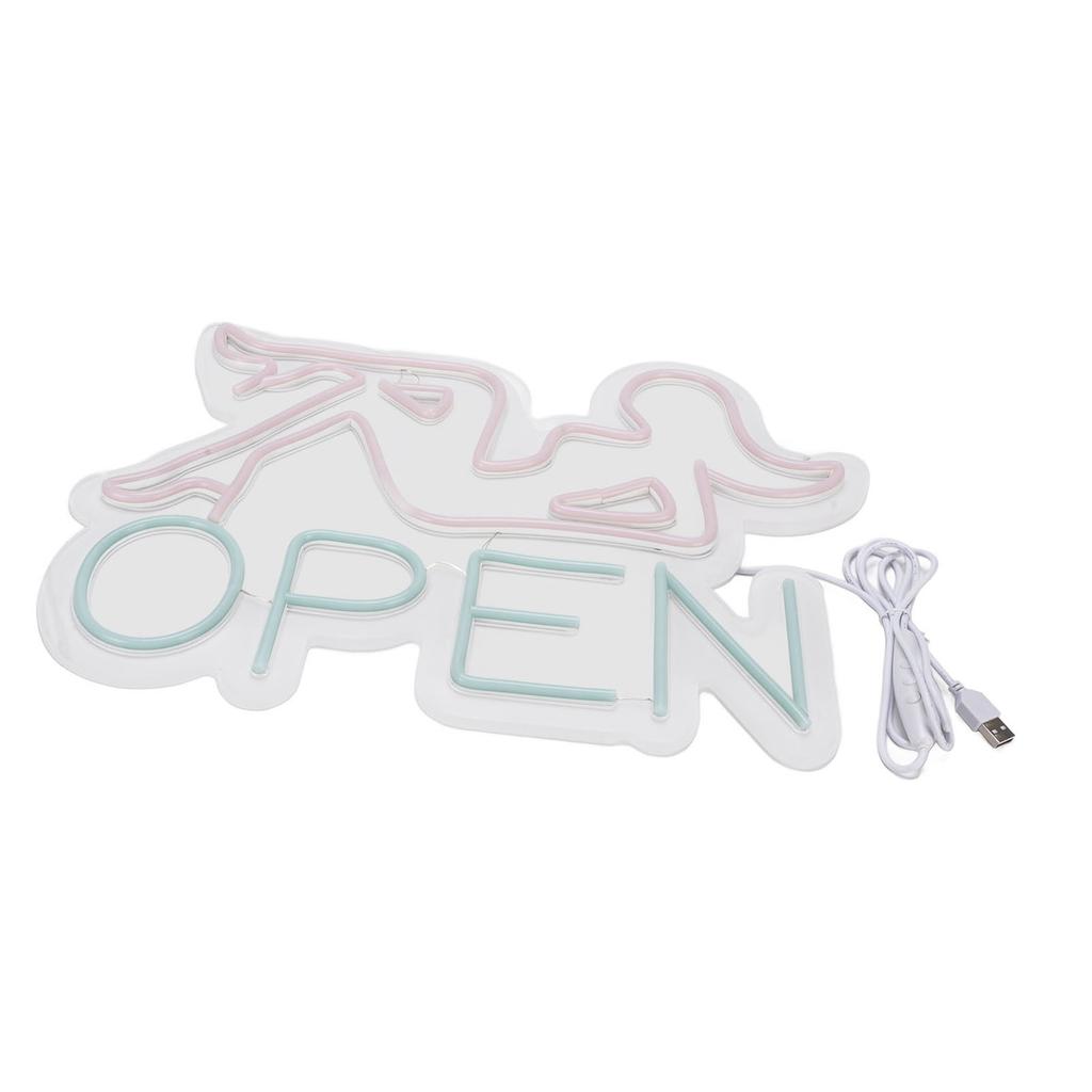 Wall LED Neon Sign USB Powered Acrylic Light Board for Store Club Bar Party Pinkish Woman Blue Open