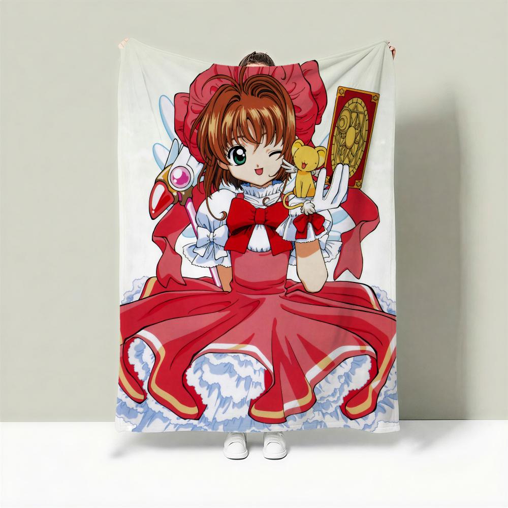 Anime C-Cardcaptor Sakura Throw Lightweight 240g Flannel Blanket Soft Skin-friendly for Summer Cooling