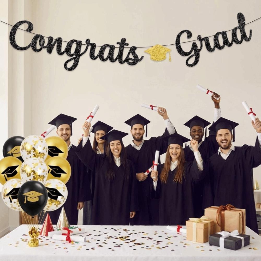Glitter Decor Graduation Party Banner Garland Graduation Hanging Banner  Photo Background