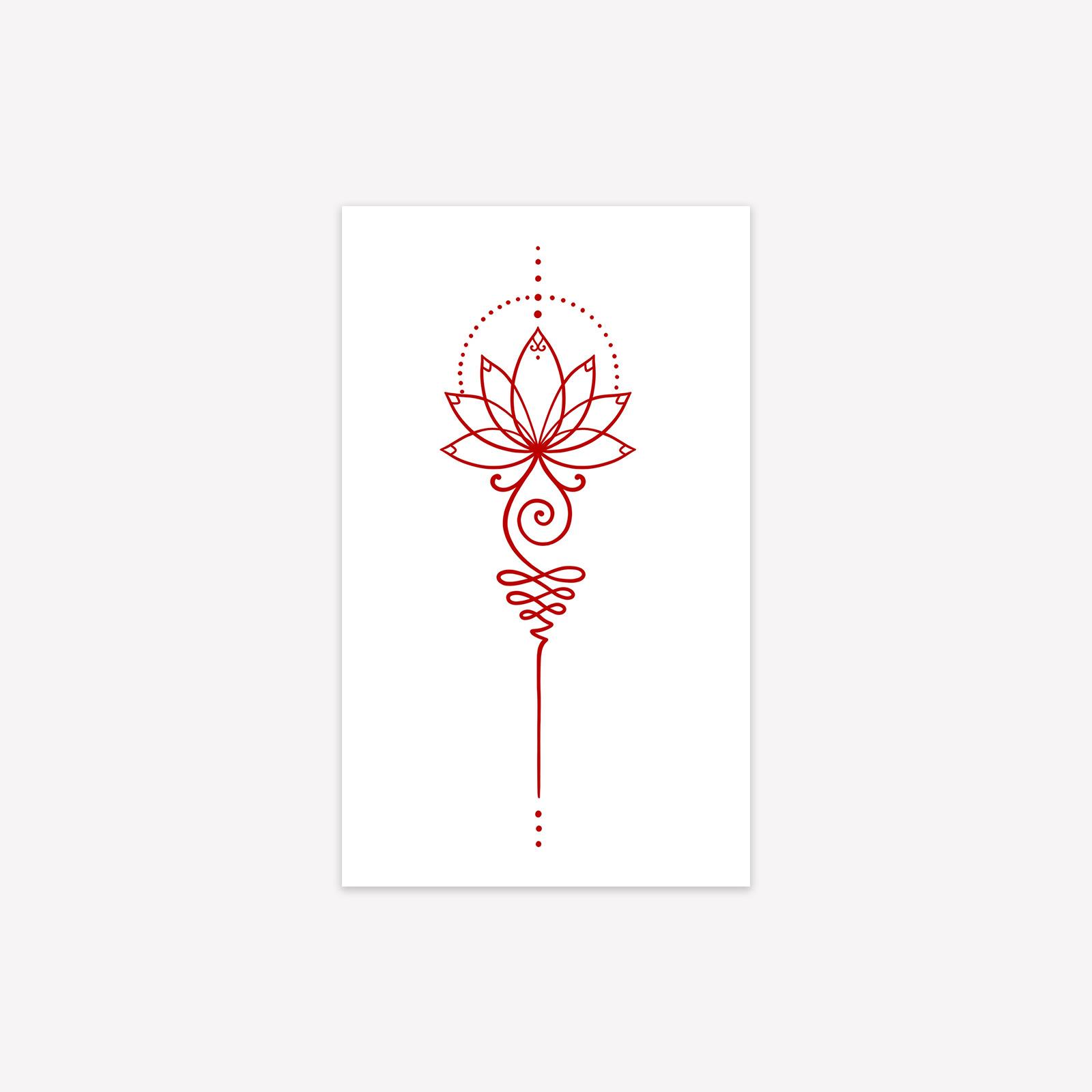 Lotus Totem Tattoo Sticker Waterproof, Long-Lasting And Non-Reflective, Advanced Sense, Personalized And Simple Tattoo Sticker 9*15