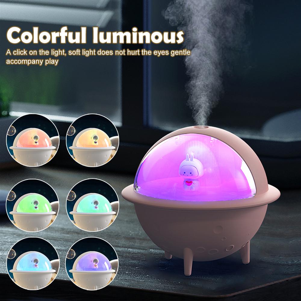 Astronaut Kreslený Zvlhčovač Vzduchu Raketa Difuzér Aromatu Esenciálních Olejů Velkokapacitní Nádrž na Vodu USB Zvlhčovač Vzduchu s Barevnou Lampou