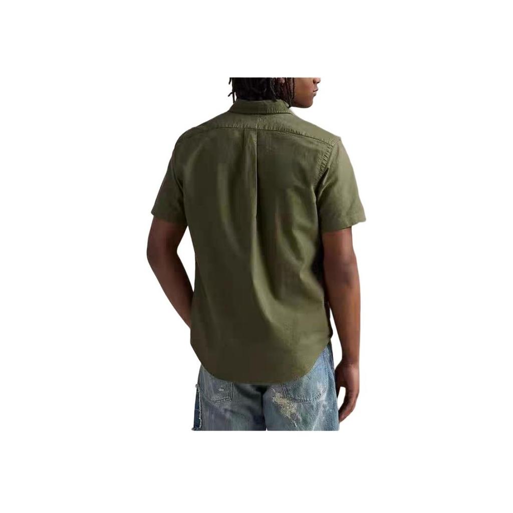 Polo Ralph Lauren Logo Vyšívaná Jednořadá Košile s Krátkým Rukávem Pánské košile 710784554-008