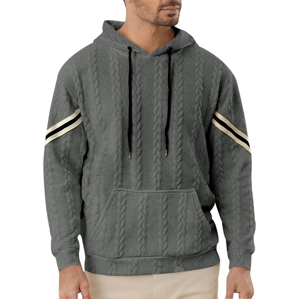 Men's Casual Solid-color Lightweight Hooded Sweatshirt With Trendy Patchwork, Men's Loose Sporty Pullover