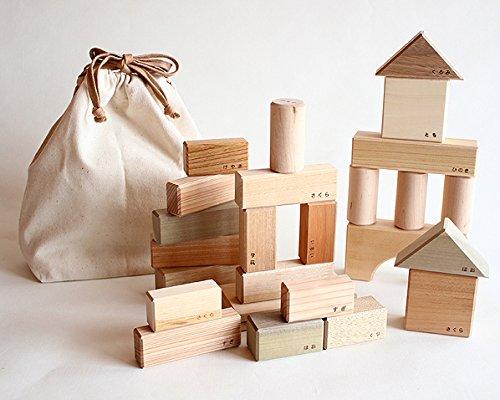 

Oak Village Building Block Set (with Cloth Bag) Wooden, Made in Japan, Educational Toy for Children, Ages 1 and Up