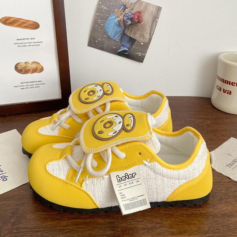 Original flip board shoes ugly cute new panda puff shoes female niche design bokenzi