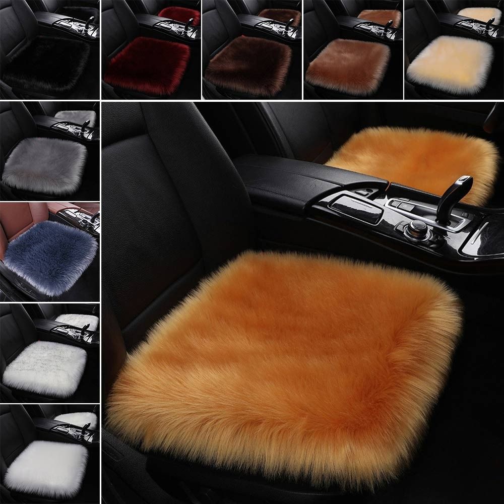 Car Accessories Long Plush Car Seat Cover Automotive Interior Warm Car Seat Cushion Washable Thick Square Cushion Car