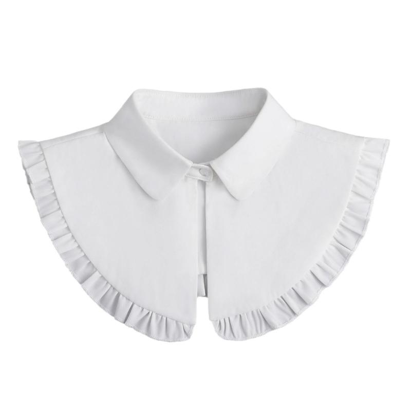 Женский элегантный съемный декоративный воротник-стойка с рюшами, шарф-накидка, топ однотонный, кейплет для платьев белый
