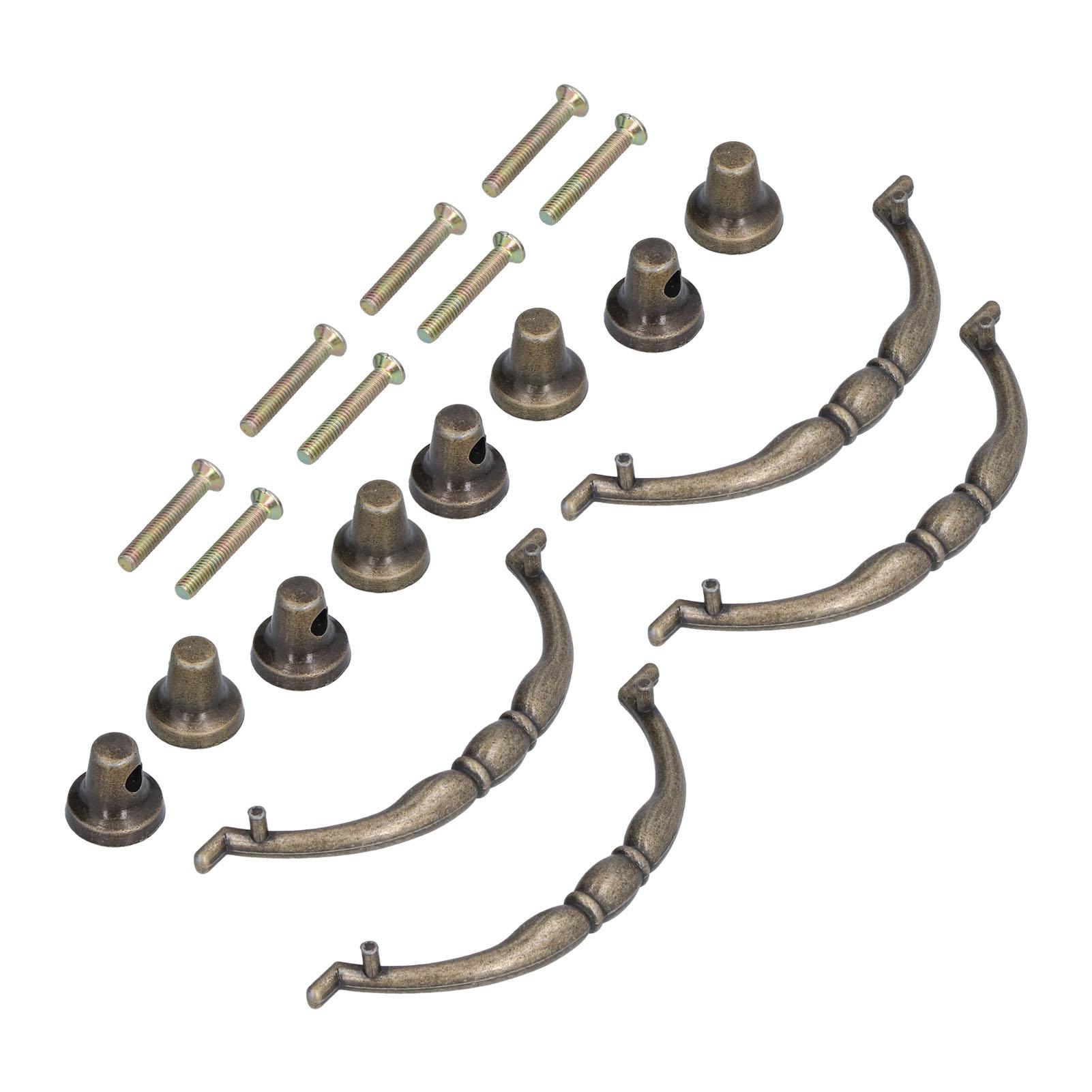 

4pcs Pull Handle Retro Elegant Style Sturdy Alloy Vintage Cabinet Handles with Nut Screw